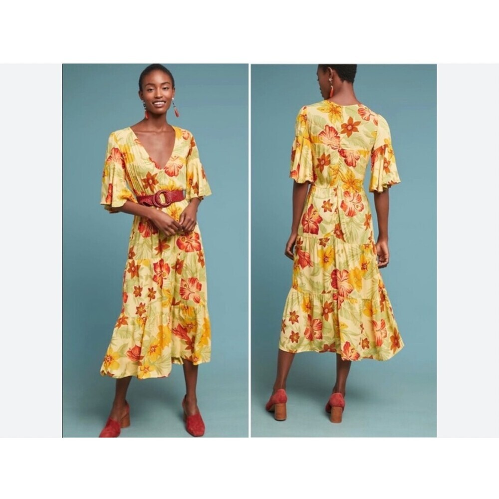 Faithfull The Brand Rios Dress Womens 6 Multicolor Floral V Neck Sundress